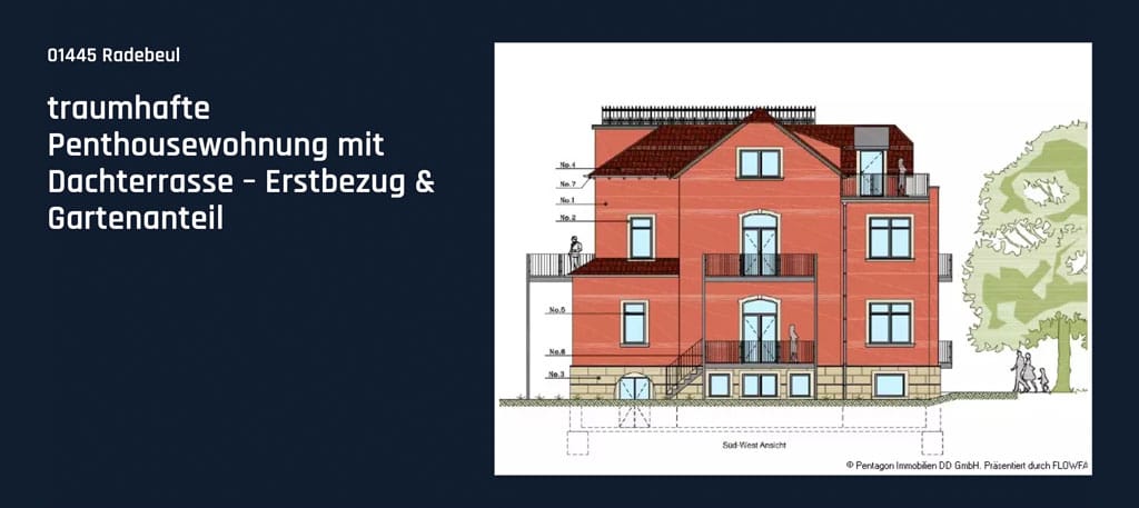 Traumhafte Penthouse-Wohnung mit Dachterrasse und Gartenanteil